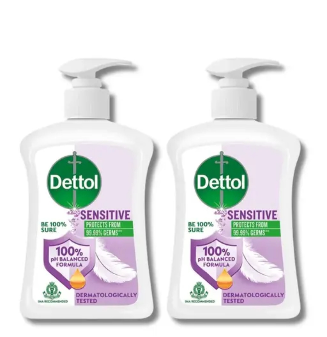 Dettol Sensitive Liquid Handwash, 200 ml Pump (Pack of 2)
